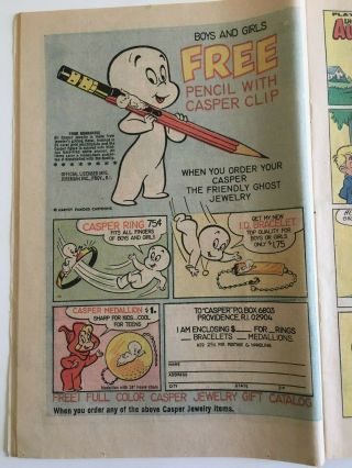 1972 Vintage Comic Book Ad Casper The Friendly Ghost Jewelry Advertisement