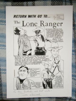 Orig Don Sherwood " Return With Us To " The Lone Ranger Comic Strip Art In Ink