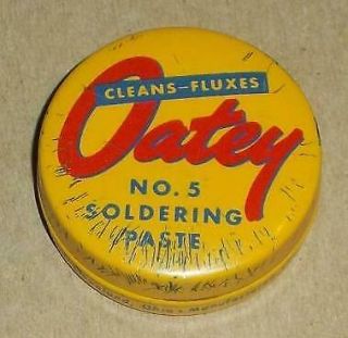 Vintage Oatey No.  5 Soldering Paste Tin,  Cleans And Fluxes,  Full