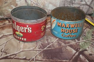 Vintage Folgers And Maxwell House Coffee Half Cans - No Dents