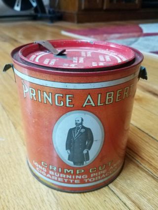 Vintage Prince Albert Crimp Cut Long Burning Pipe And Cigarette Tobacco Tin.