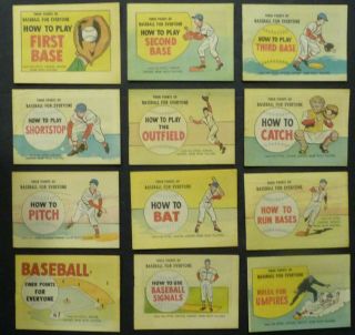 Complete Set 12 Finer Points Of Baseball Mini Comic Books 1962 Dx Gasoline / Nbc