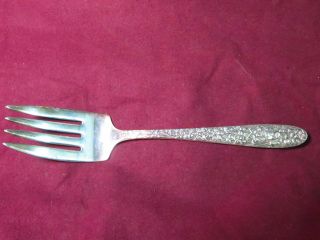 Silverplate National Silver Narcissus Cold Meat Fork 8 " With Reverse Design Nm