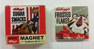 KELLOGGS CERAMIC SET/4 FROSTED FLAKES SMACKS RICE KRISPIES SUGAR POPS MAGNETS 3