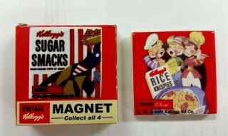 KELLOGGS CERAMIC SET/4 FROSTED FLAKES SMACKS RICE KRISPIES SUGAR POPS MAGNETS 4