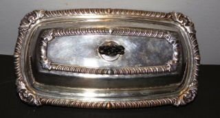 Vintage Silver Over Copper 1/4 Pound Butter Dish With Glass Insert
