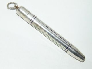 Antique French Silver & Enamel Propelling Pencil For Chatelaine Or Watch Chain