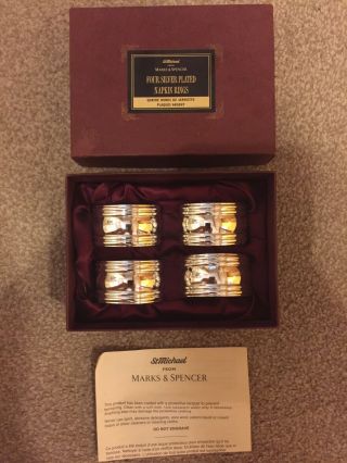 Four Silver Plated Napkin Rings From St Michael Marks And Spencers