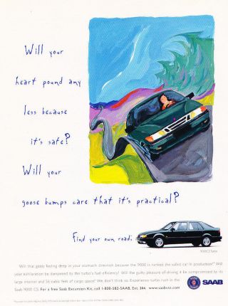 1996 Saab 9000 Cs - Heart - Classic Vintage Advertisement Ad D156