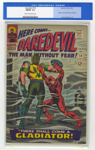 Daredevil 18 F/vf 7.  0 Marvel Comic Key 1st Gladiator Old Label