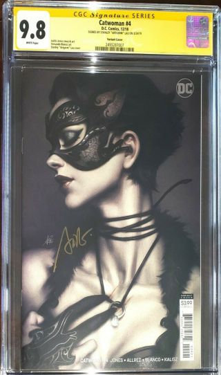 Catwoman 4 Variant Cover Cgc Ss 9.  8 Signed By Artgerm