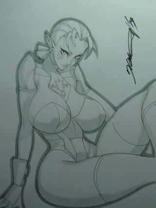Impa Zelda Ocarina Of Time Girl Sexy Busty Sketch Pinup - Daikon Art