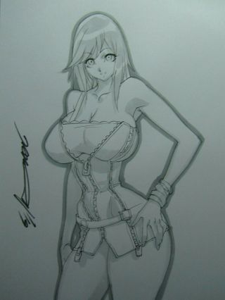 Kairi Kingdom Hearts Girl Sexy Busty Sketch Pinup - Daikon Art