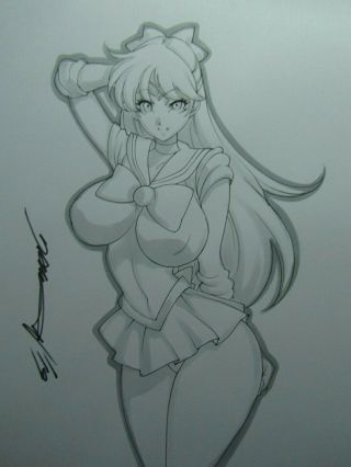 Sailor Venus Sailormoon Girl Sexy Busty Sketch Pinup - Daikon Art