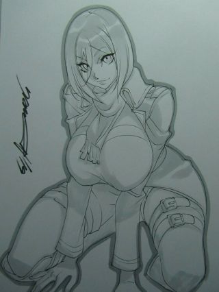 Misaka Attack On Titan Girl Sexy Busty Sketch Pinup - Daikon Art