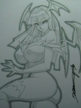 Morrigan Darkstalkers Vampire Girl Sexy Busty Sketch Pinup - Daikon Art