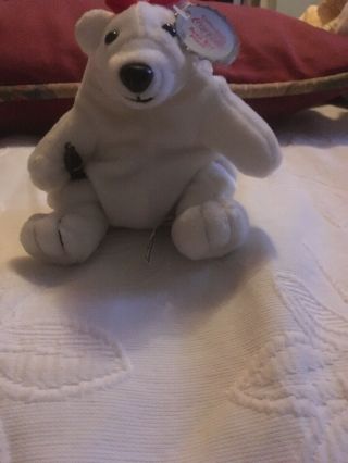 Coca Cola White Polar Bear Bean Bag Plush Stuffed Animal Toy.  Tag Is Still Attac