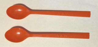 2 Vintage A&w Root Beer Float Orange 6 1/2 " Plastic Spoons