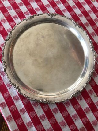 Vintage Solid Nickel Silver Plate Large Rose Tea Coffee Serving Dish Platter Set