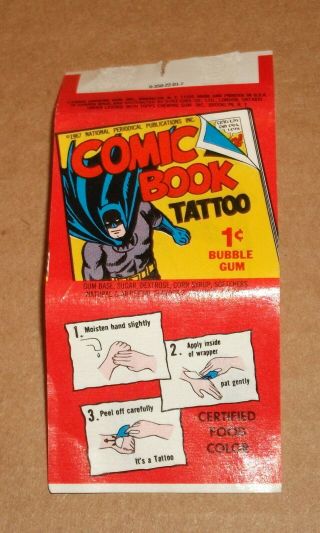 1967 Topps Comic Book Bubble Gum Batman Cover Superman Key Tattoo
