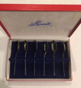 Vintage Leonard Silver Plated Set Of 6 Tea Spoons
