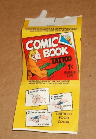 1967 Topps Comic Book Bubble Gum Aquaman Cover Superman Mirror Tattoo
