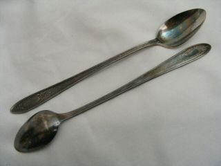 2 Iced Tea Spoons Monroe Vassar National Silver Co.  Samuel E.  Bernstein 1930 ' s 2
