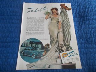 1940 Antique Fisher Body Buick Car Ad Bride Cupid Unisteel Turret Top Ventipane