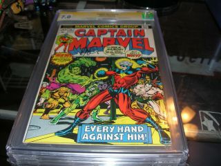 Captain Marvel 25 Signed Jim Starlin Cgc 7.  0 2nd Thanos