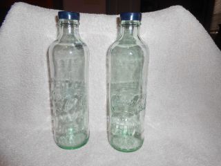 Coca - Cola Salt & Pepper Shakers Glass Bottles,  7 1/2 " Tall,