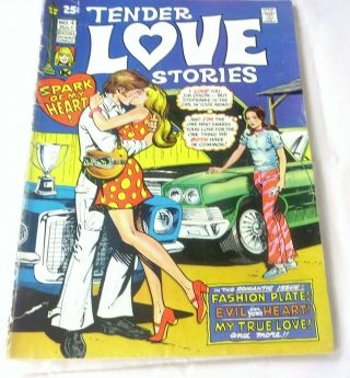 Romance Comic Tender Love Stories Skywald Comics 1971 Race Car Cover