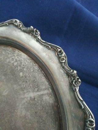 Vintage Webster Wilcox International Silver Plate American Rose Tray 15 inches 2