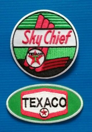 2 Texaco Sky Chief Iron Or Sewn On Filling Station Uniform Patches
