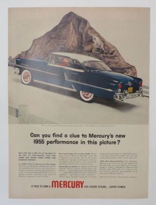 Print Ad 1955 Mercury Performance Vintage Photo Montclair Sport Coupe