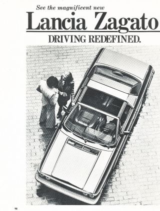 1980 Lancia Zagato 2 - Page Advertisement Car Print Ad J365