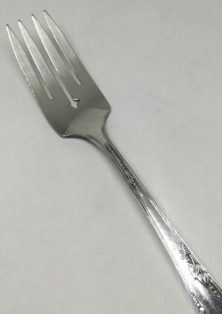 VTG 1936 Silverplate WM A Rogers Meadowbrook Heather Pattern Salad Fork No Mono 4