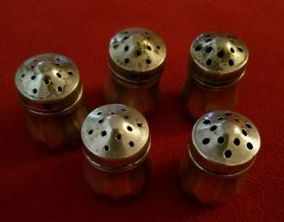 Set Of 5 Vintage Sterling Silver Miniature Mini Personal Salt Pepper Shakers