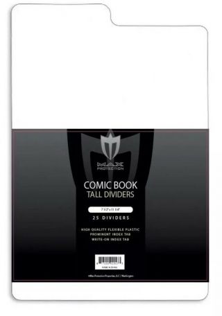 Pack Of 25 Max Pro White Tabbed Plastic Tall Comic Book Storage Box Dividers