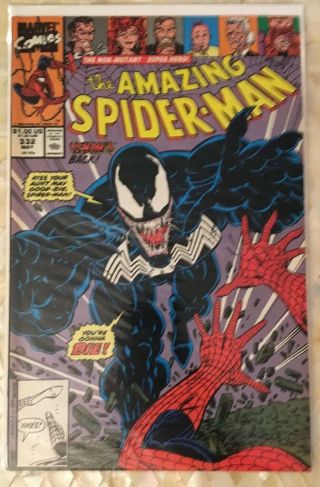 The Spider - Man 332 Vol.  1 May 1990 Marvel Comics Venom Cover