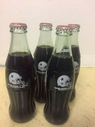 1986 Dallas Cowboys Bowl Champs 8 Ounce Glass Coca - Cola Bottle Xxvii