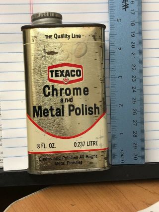 Vintage Texaco Chrome And Metal Polish Can - Full - Nos - 8 Oz.  (half Full)