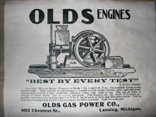 (227) Vintage Reprint Advert Olds Hit & Miss Gas Engine 11 " X14 "