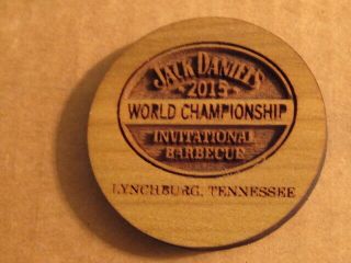 2015 Jack Daniels Wood Token - World Championship Barbecue - The Jack - 2 Inch