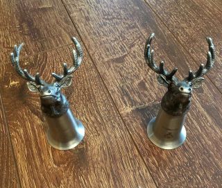 2 Jagermeister Pewter Shot Glasses Buck Head Elk Stag Deer Shooter Barware Jager
