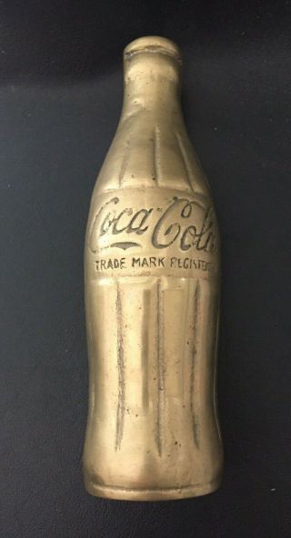 Vintage Brass Coca - Cola Bottle 7 Inches Tall Collectible Pre - Owned