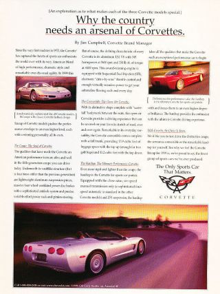 1999 Chevrolet Corvette Z51 Ht - Classic Vintage Advertisement Ad A74 - B
