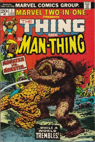 Marvel Comics Two - In - One 1 (1973,  Marvel) Thing Vs.  Man - Thing Fantastic Four