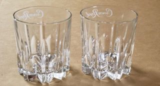Crown Royal Whiskey Glasses Etched Logo Starburst Cut Glass (Set Of 2) 2