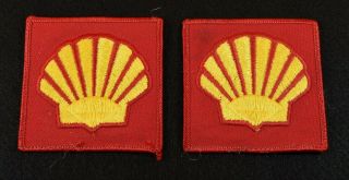 2 Vintage Shell Oil Gas Station Uniform Jacket Patches Gasoline Nos Usa