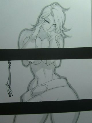 Powergirl Girl Sexy Busty Sketch Pinup - Daikon Art